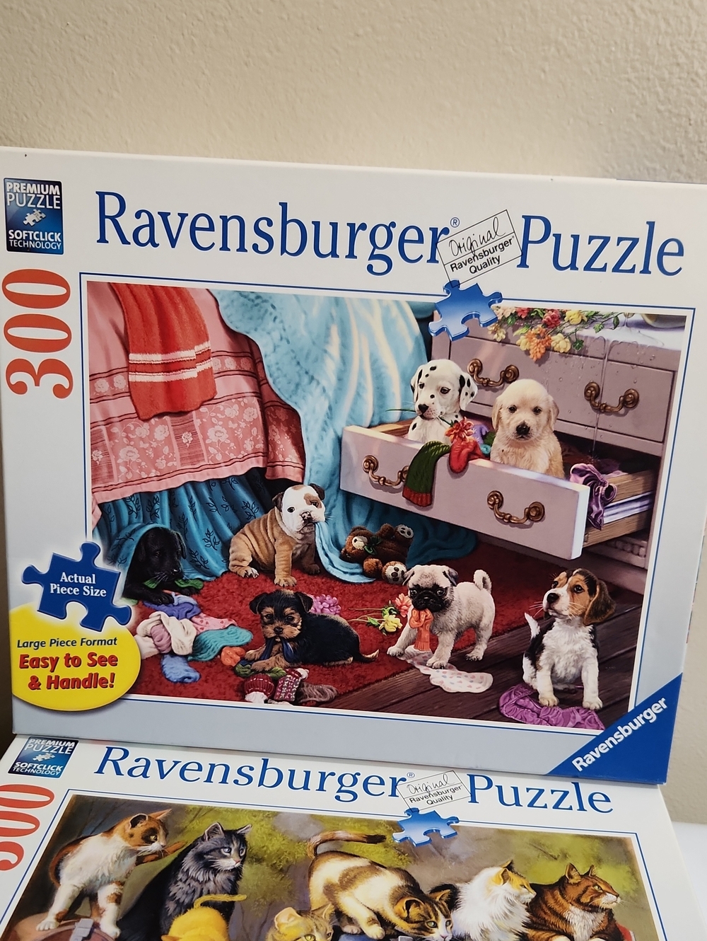 2/$20 Ravensburger Puzzles 300 Pc LARGE FORMAT Mischief Makers Cats Got Mail - Picture 2 of 10